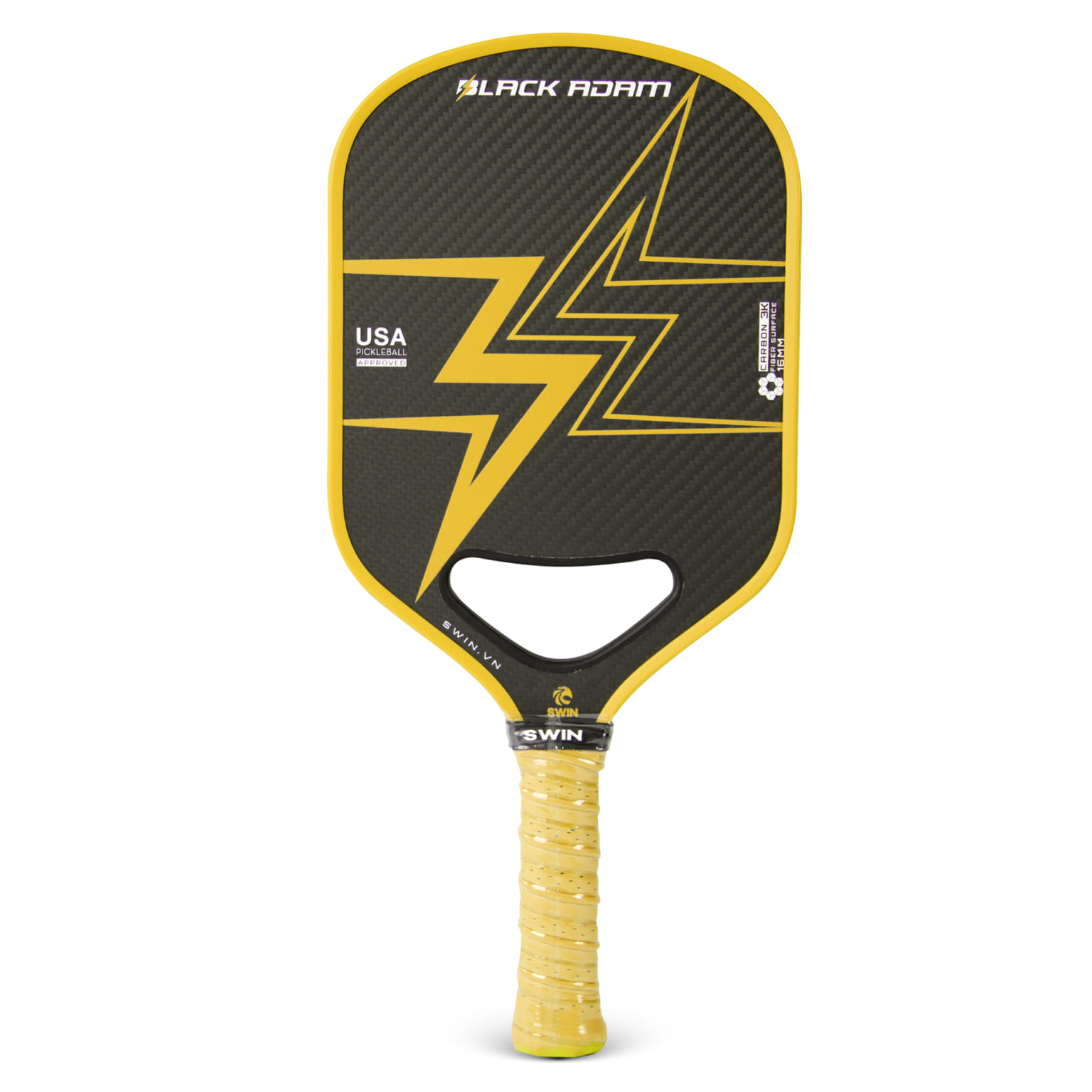 Swin Racket Vợt Pickleball Swin Black Adam Carbon 3K – Vàng Đen Cao Cấp