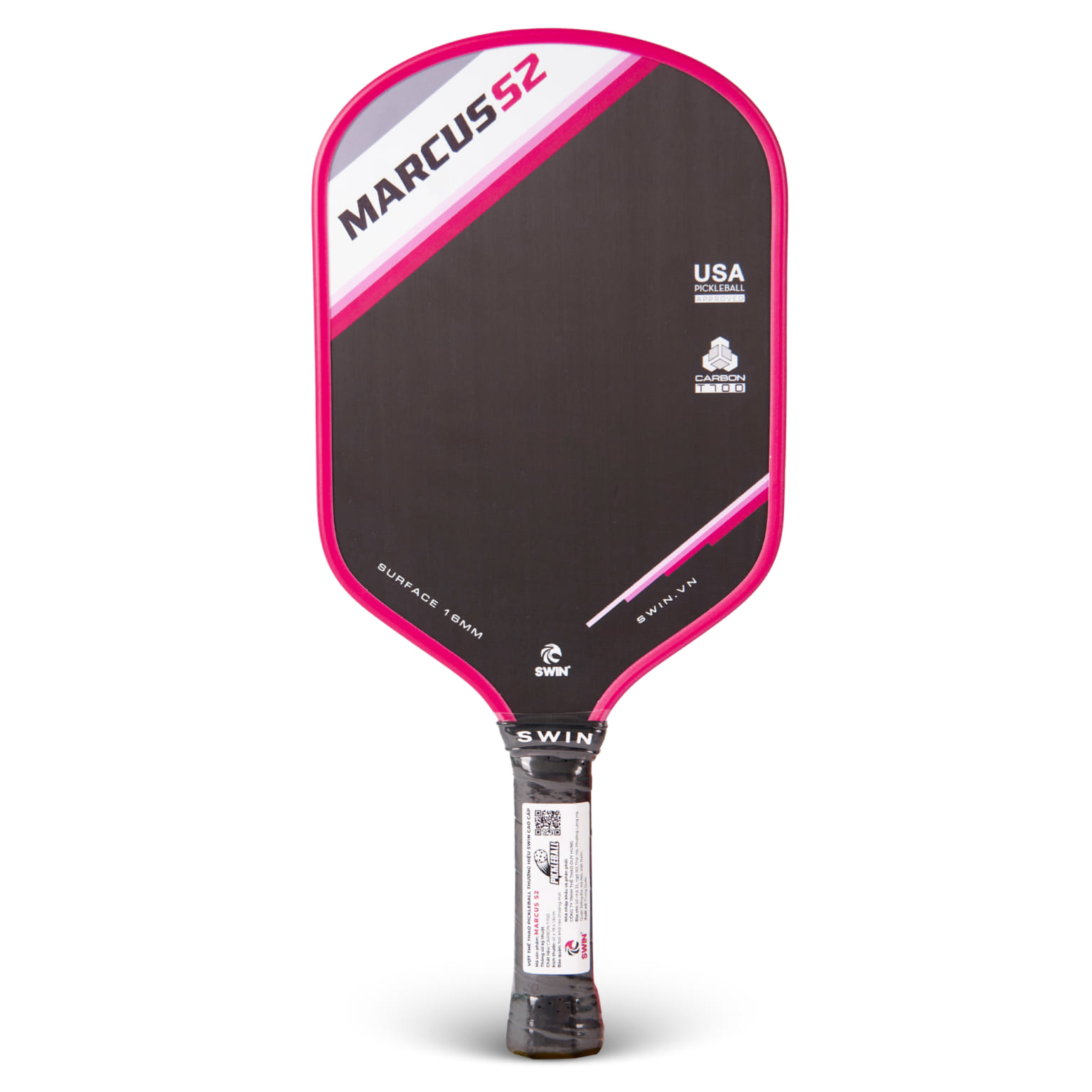 Swin Racket Vợt Pickleball Swin Marcus S2 Carbon T700 Hồng – Hiệu Suất Cao